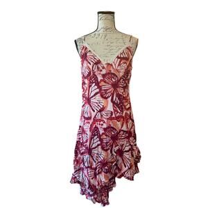 Stitch & Pine Red Butterfly Spaghetti Strap Summer Ruffle Dress Size XL